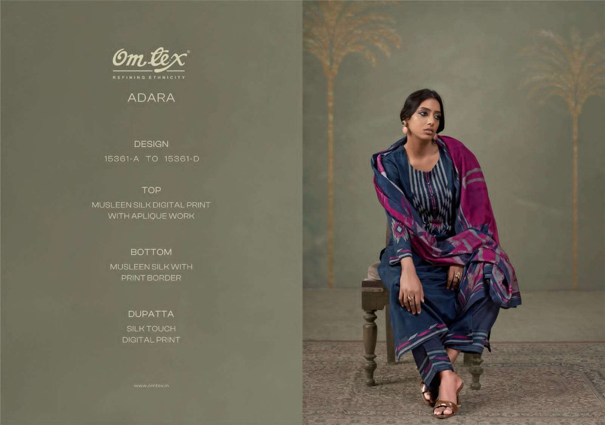 Omtex Adara Muslin Silk Applique Work Dress Material Wholesale Catalogue - Amrah Wholesale