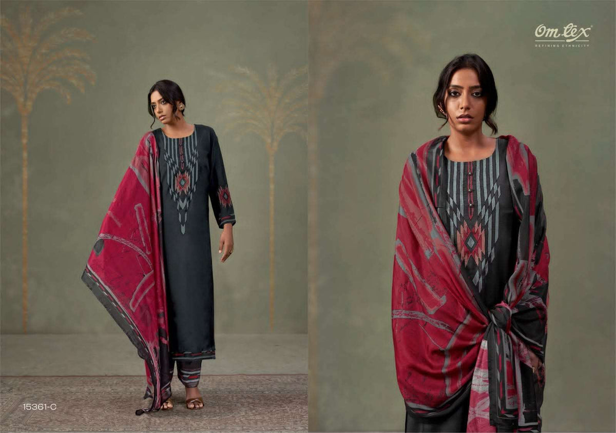 Omtex Adara Muslin Silk Applique Work Dress Material Wholesale Catalogue - Amrah Wholesale