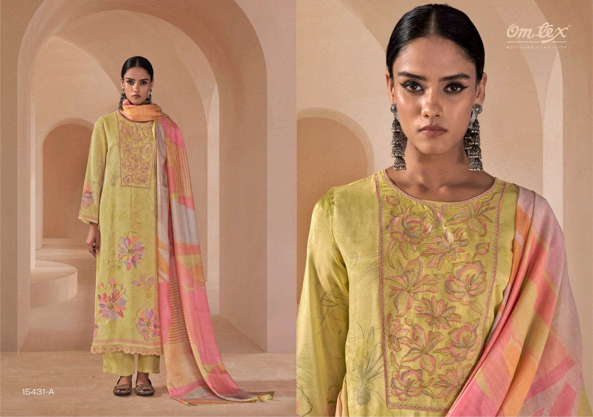 Omtex Afseen Muslin Silk Dress Material - Amrah Wholesale