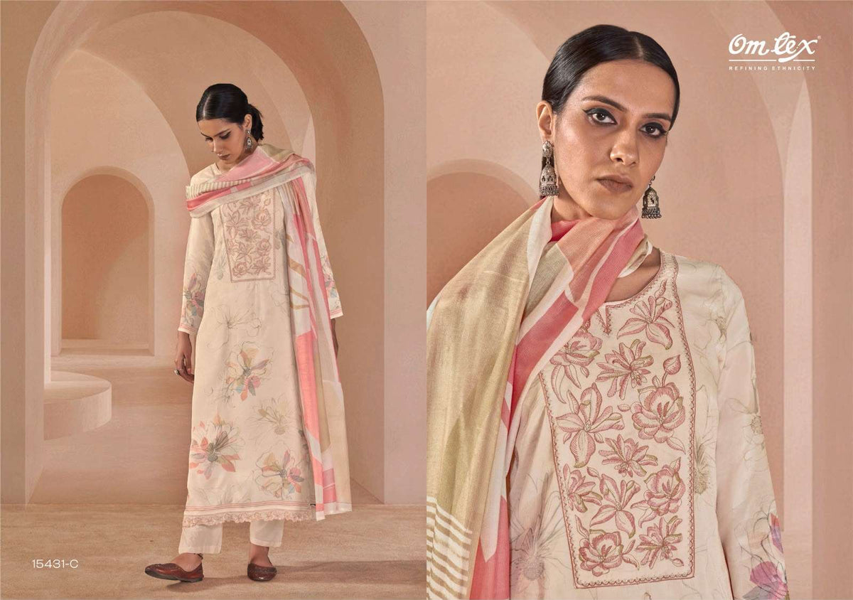 Omtex Afseen Muslin Silk Dress Material - Amrah Wholesale