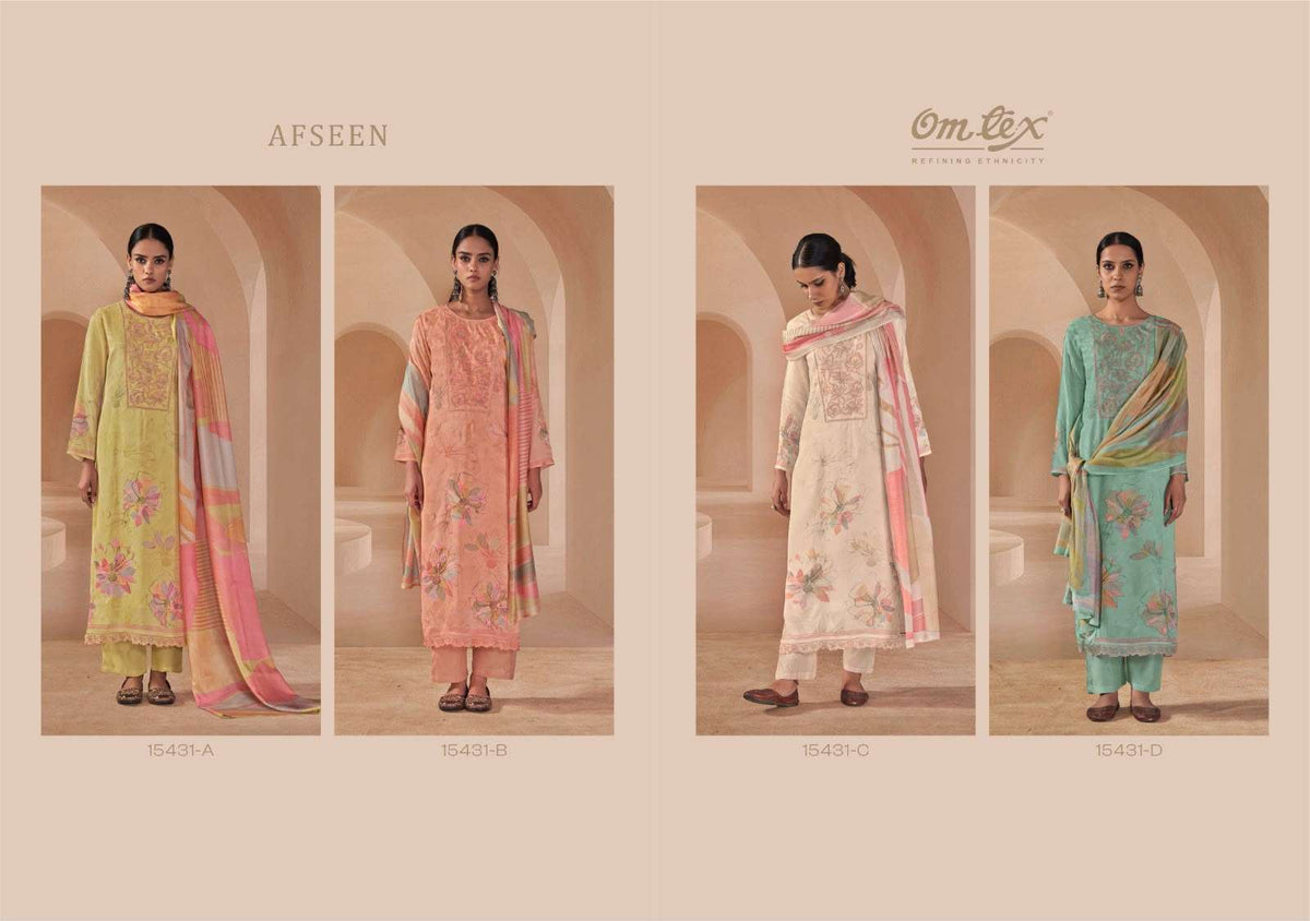 Omtex Afseen Muslin Silk Dress Material - Amrah Wholesale