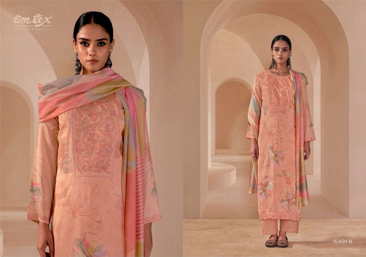 Omtex Afseen Muslin Silk Dress Material - Amrah Wholesale