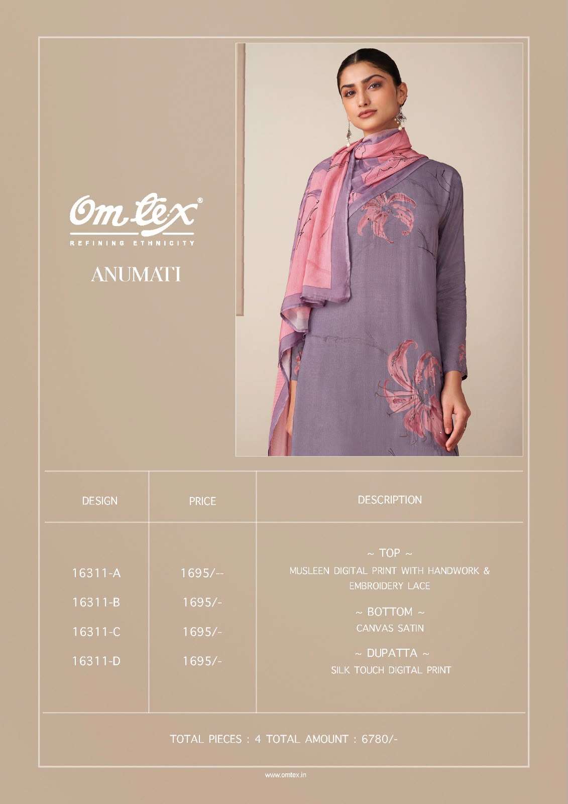 Omtex Anumati Muslin Digital Print Dress Material