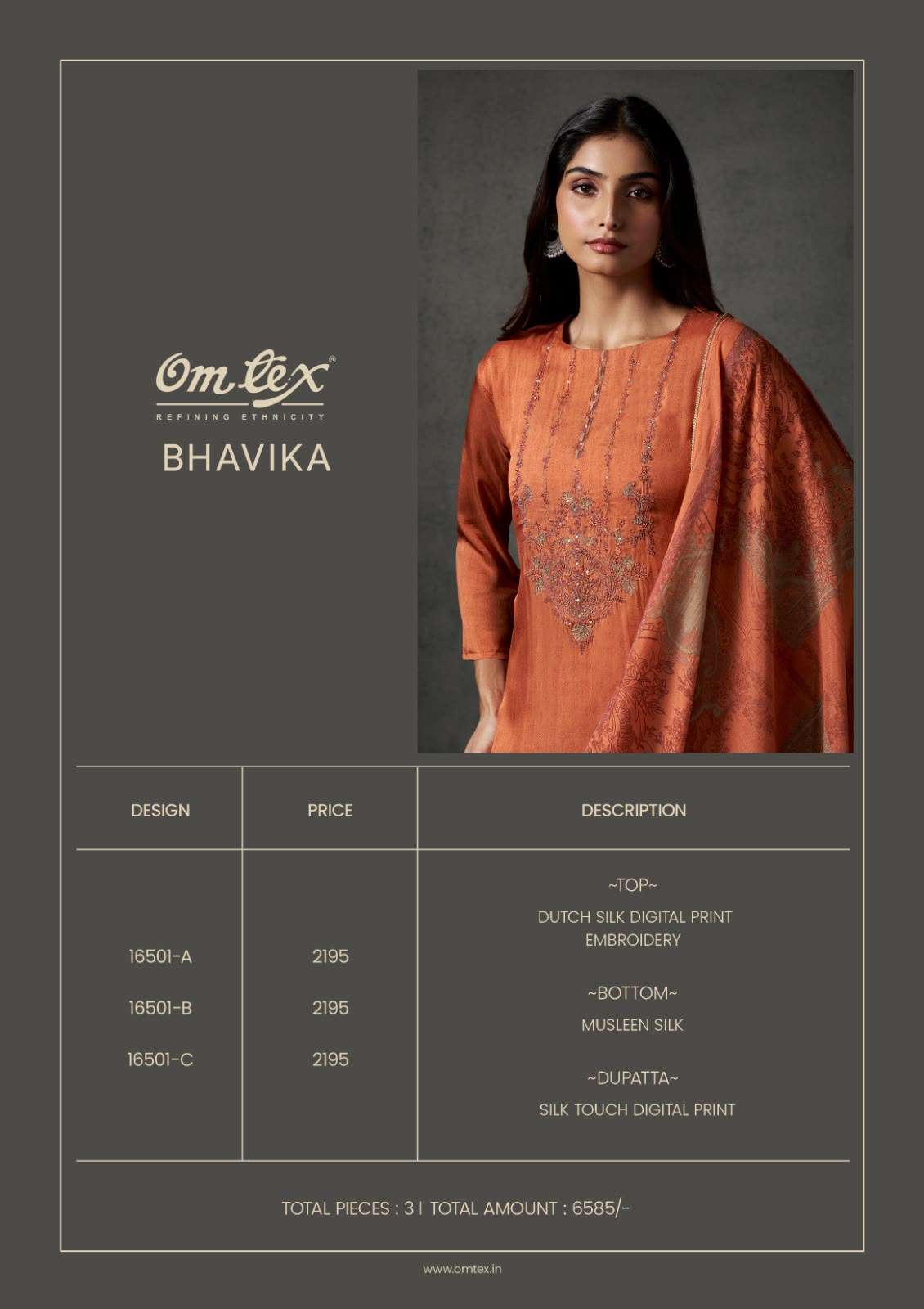 Omtex Bhavika Dutch Silk Digital Print Embroidered Suit