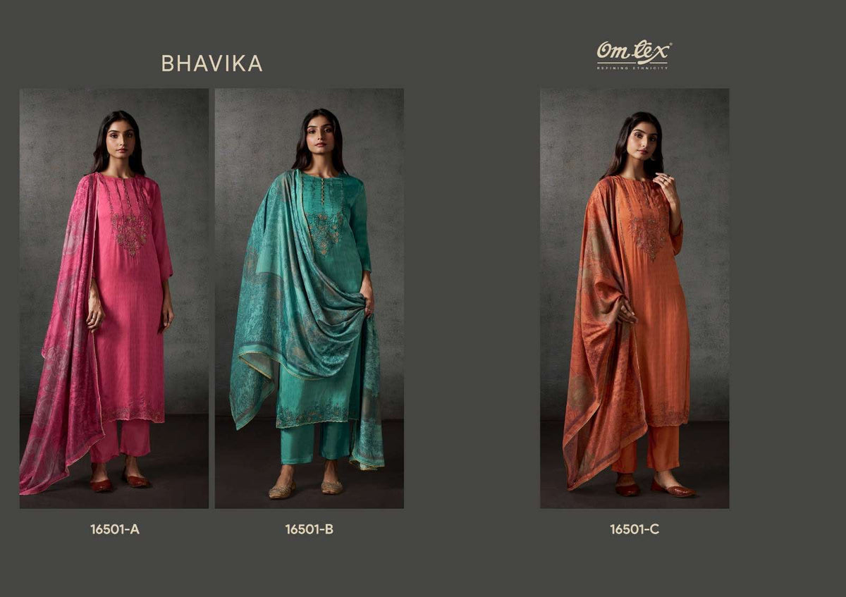 Omtex Bhavika Dutch Silk Digital Print Embroidered Suit
