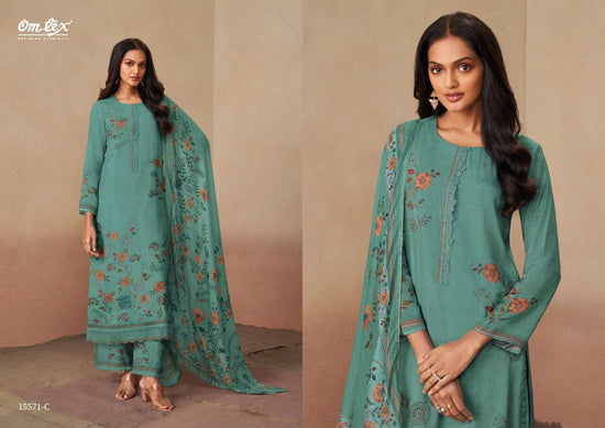 Omtex Camerina Muslin Digital Print Dress Material - Amrah Wholesale