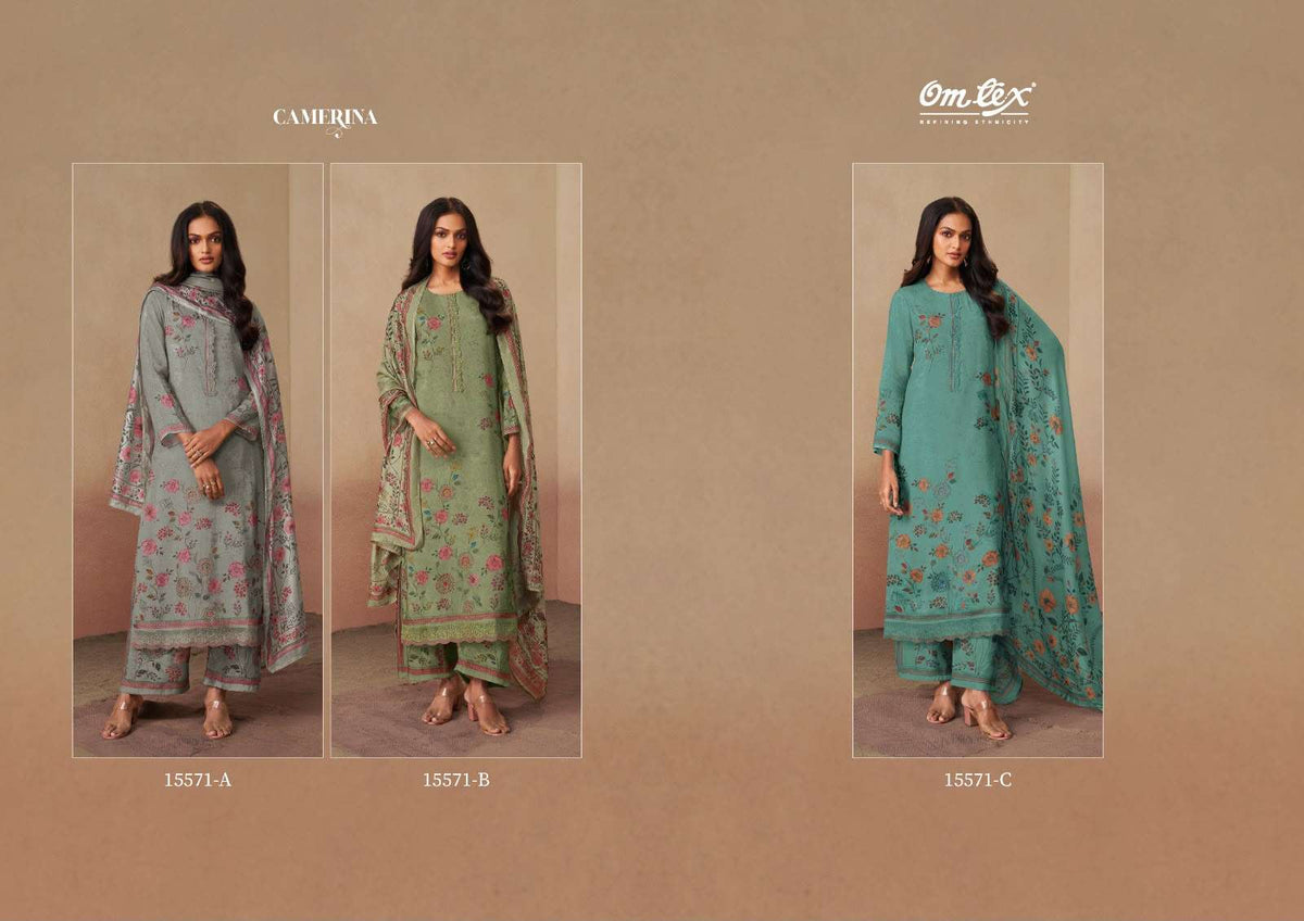 Omtex Camerina Premium Muslin Digital Printed Dress Material - Amrah Wholesale