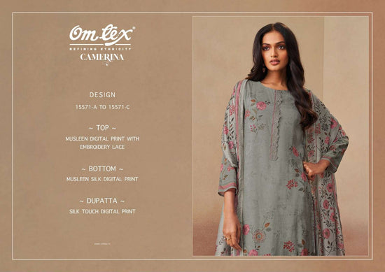 Omtex Camerina Premium Muslin Digital Printed Dress Material - Amrah Wholesale