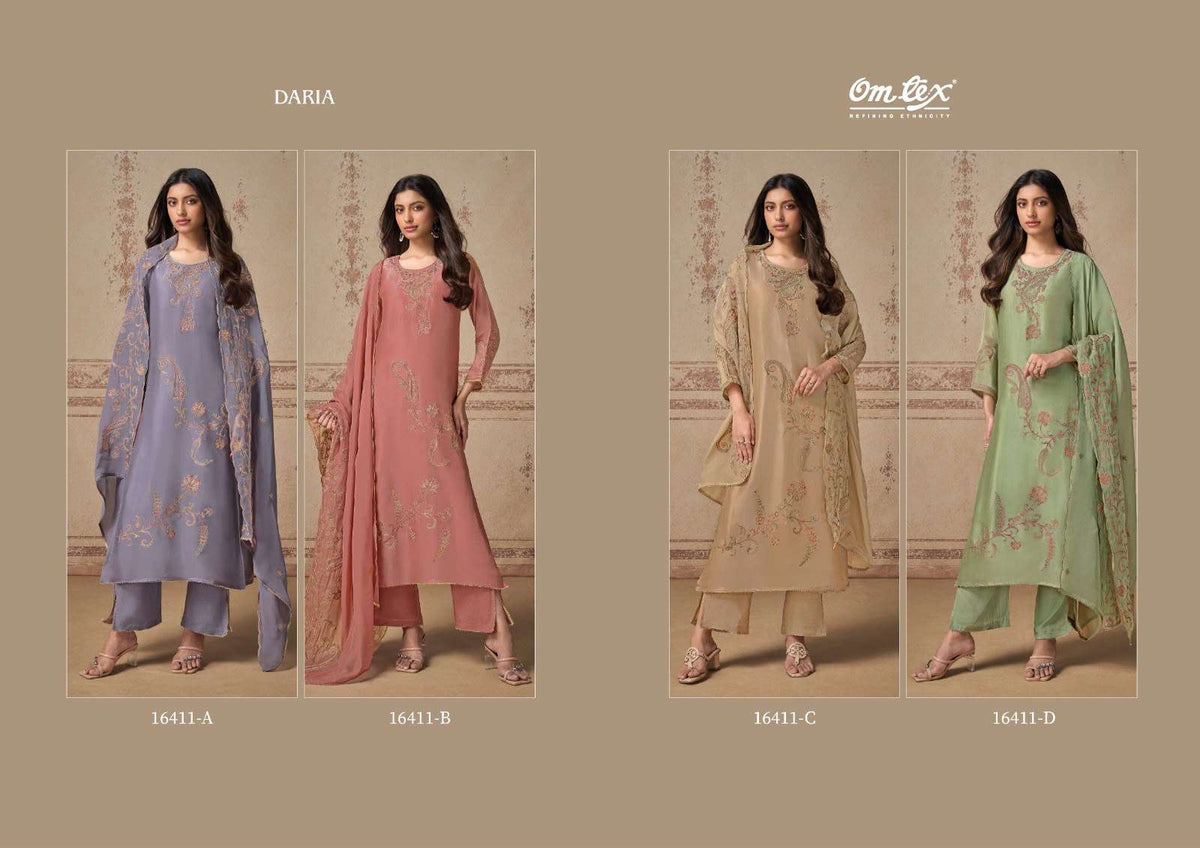 Omtex Daria Silk Touch Embroidered Designer Dress Material