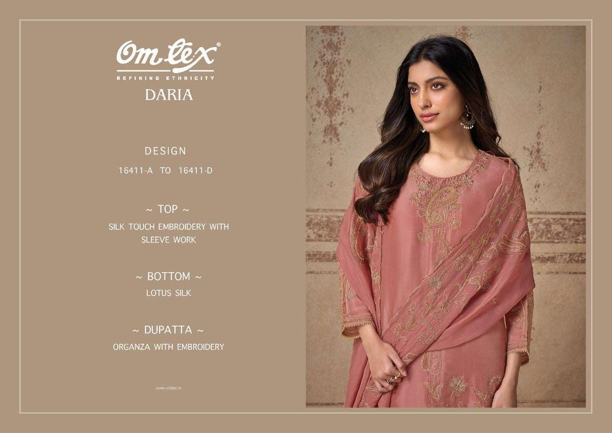 Omtex Daria Silk Touch Embroidered Designer Dress Material