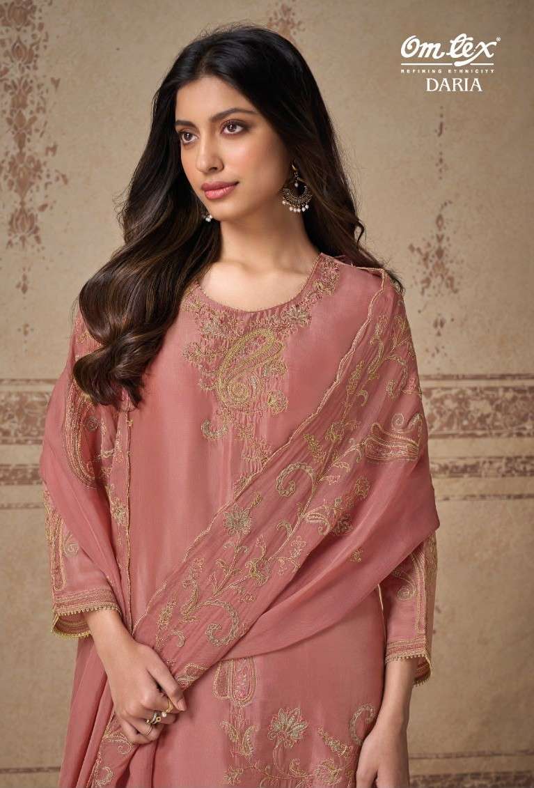 Omtex Daria Silk Touch Embroidered Designer Dress Material