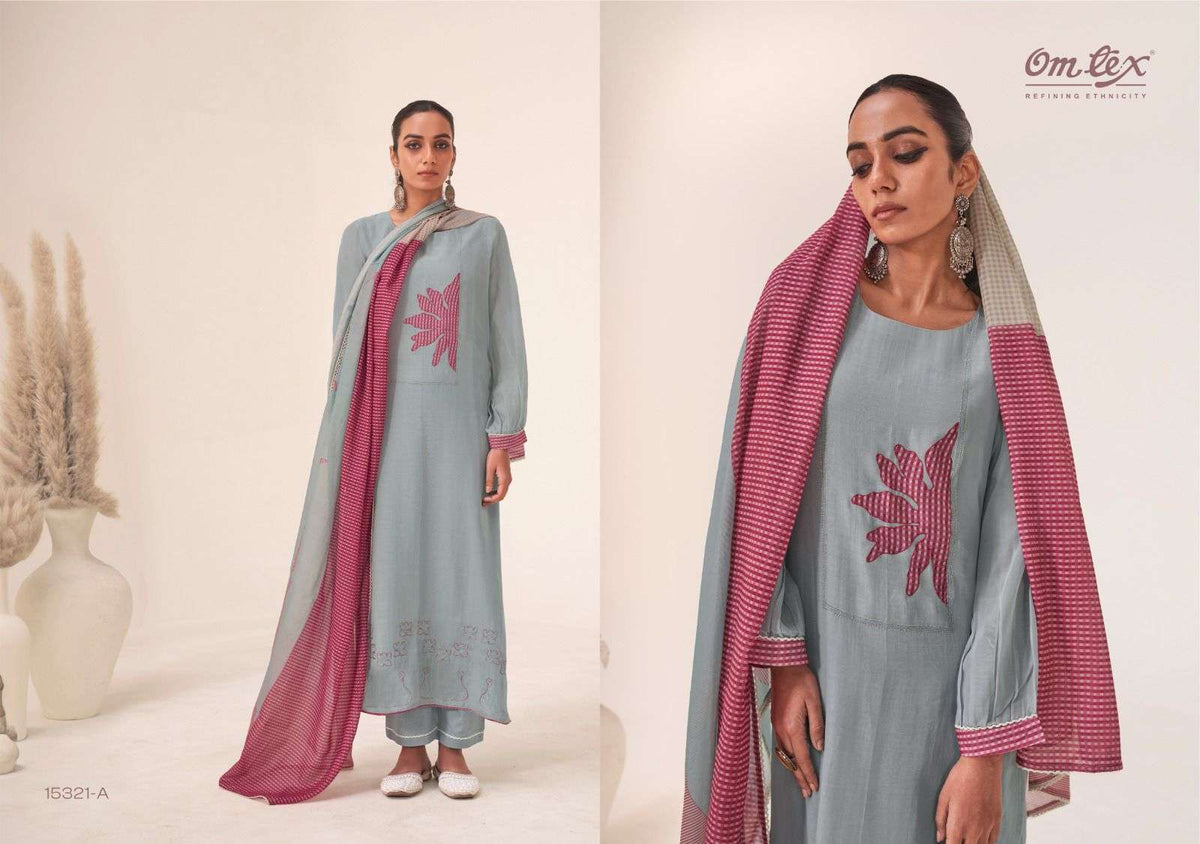 Omtex Elaya Mal Chanderi Dress Material - Amrah Wholesale