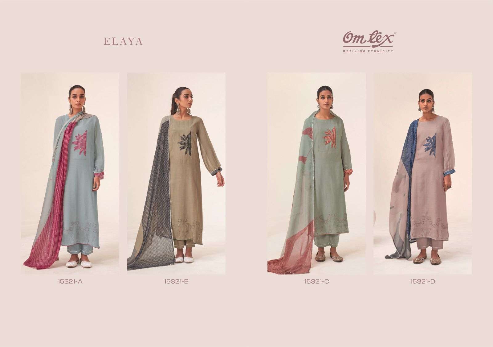 Omtex Elaya Mal Chanderi Dress Material - Amrah Wholesale