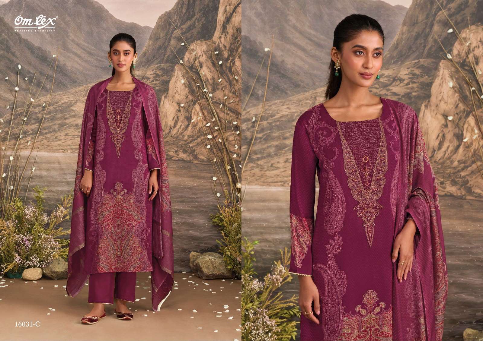 Omtex Ember Premium Muslin Silk Designer Dress Material