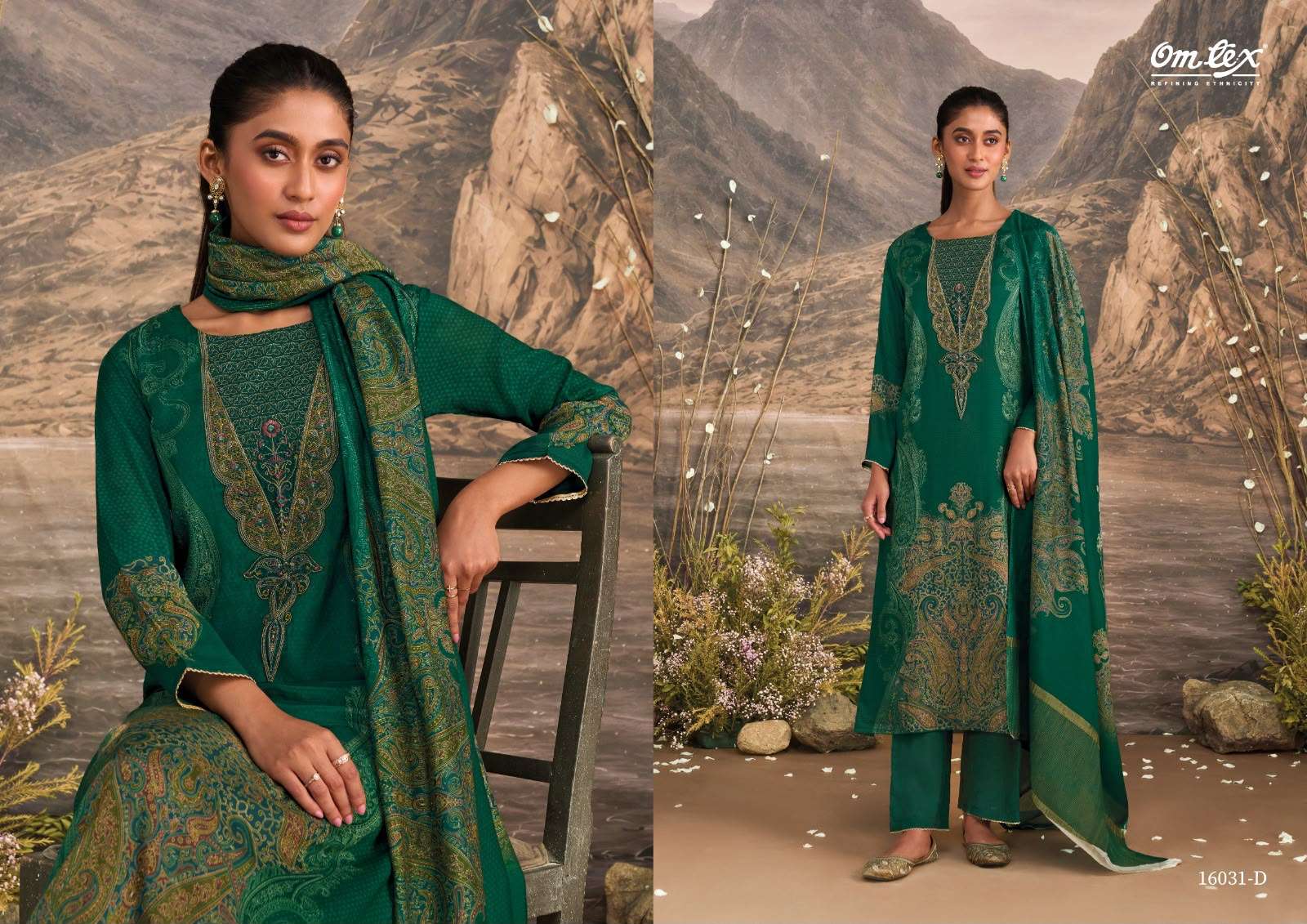 Omtex Ember Premium Muslin Silk Designer Dress Material
