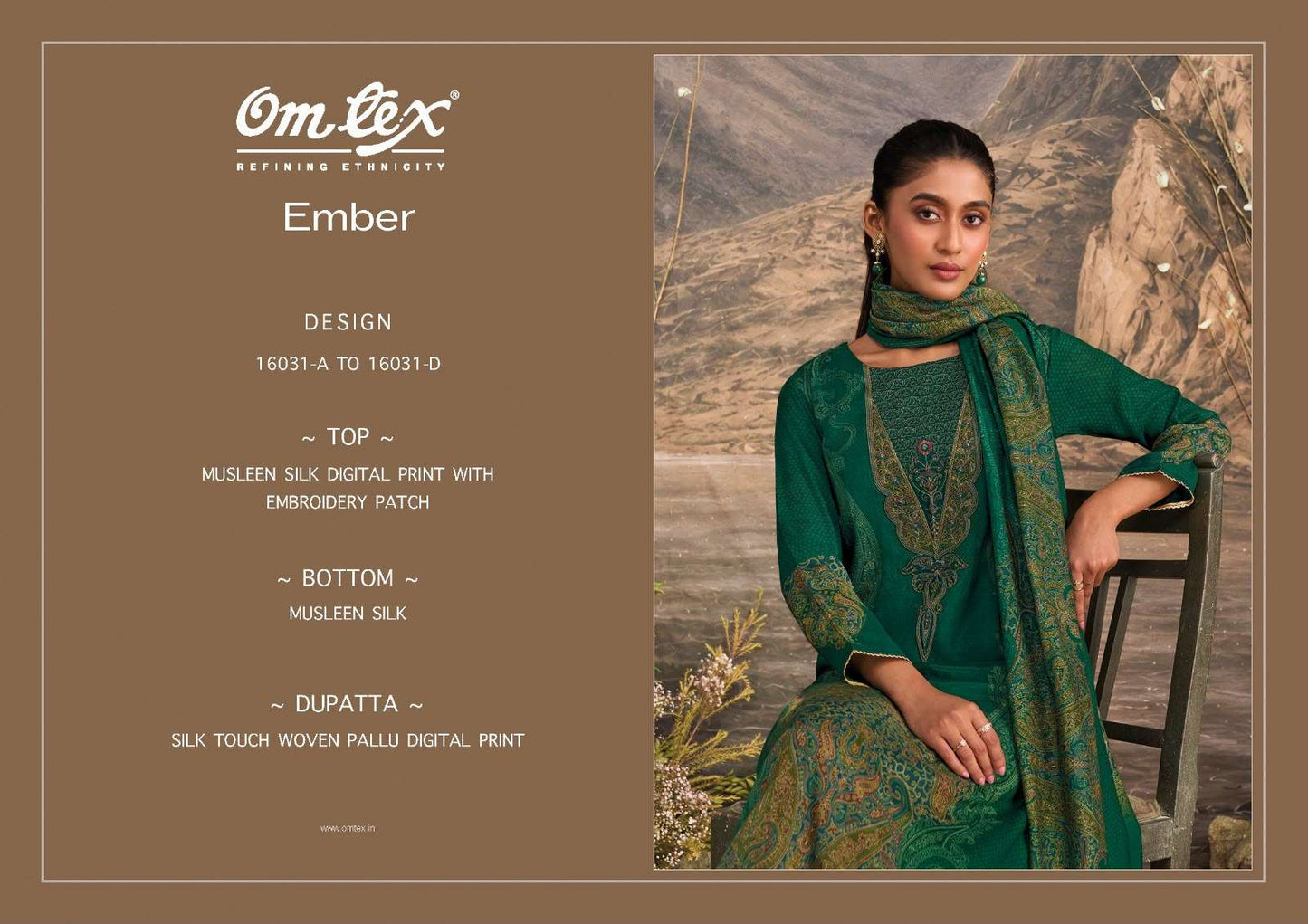 Omtex Ember Premium Muslin Silk Designer Dress Material