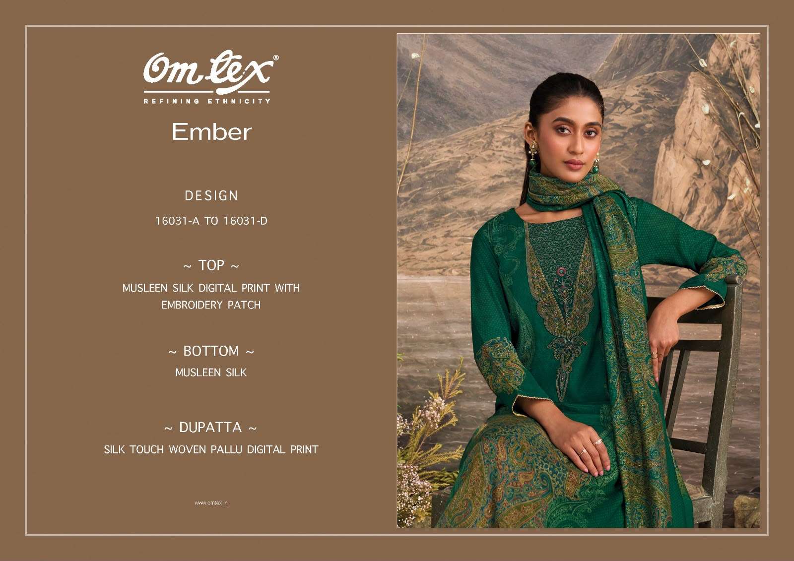 Omtex Ember Premium Muslin Silk Designer Dress Material