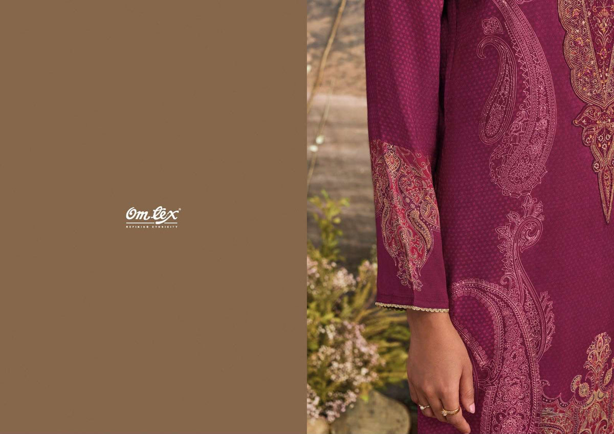 Omtex Ember Premium Muslin Silk Designer Dress Material - Amrah Wholesale