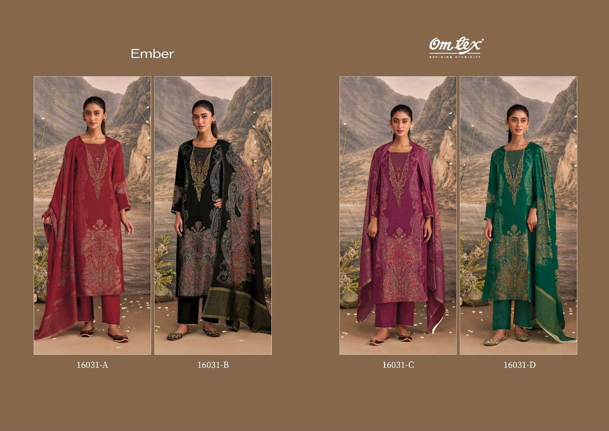 Omtex Ember Premium Muslin Silk Designer Dress Material - Amrah Wholesale