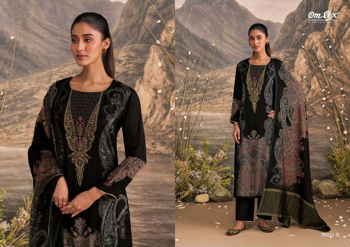 Omtex Ember Premium Muslin Silk Designer Dress Material - Amrah Wholesale