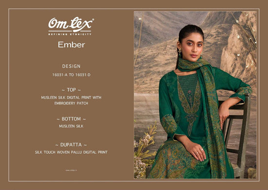 Omtex Ember Premium Muslin Silk Designer Dress Material - Amrah Wholesale