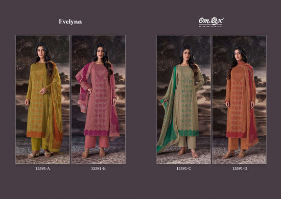 Omtex Evelynn Premium Muslin Silk Digital Print Dress Material - Amrah Wholesale