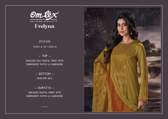 Omtex Evelynn Premium Muslin Silk Digital Print Dress Material - Amrah Wholesale