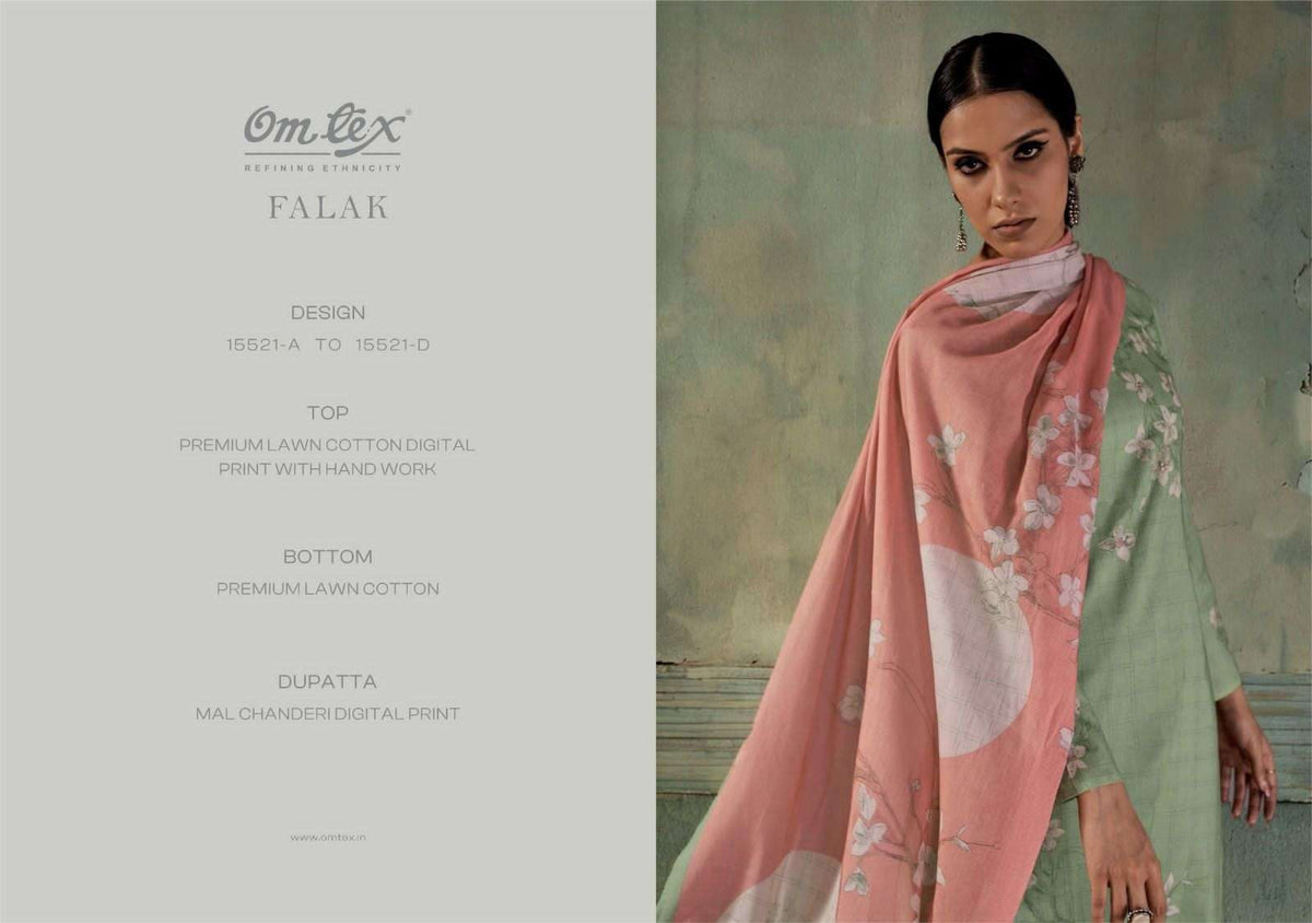 Omtex Falak Premium Lawn Cotton Dress Material - Amrah Wholesale