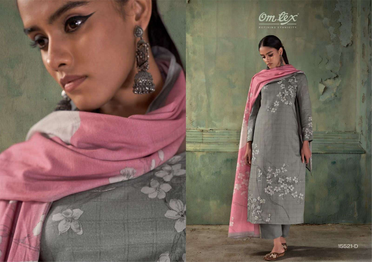 Omtex Falak Premium Lawn Cotton Dress Material - Amrah Wholesale