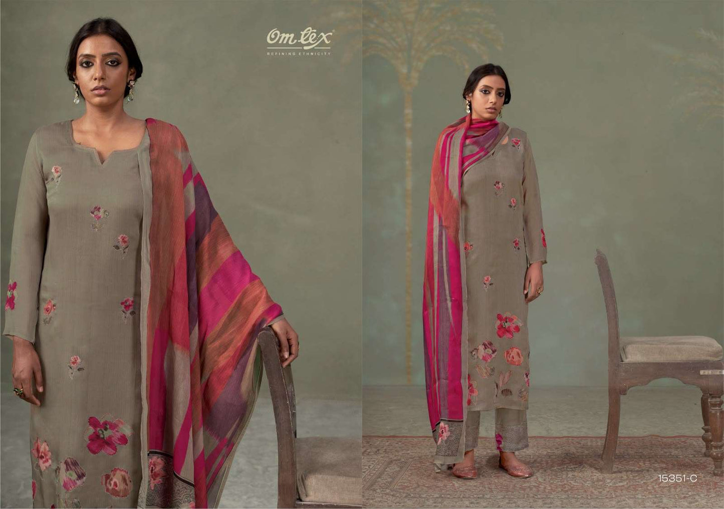 Omtex Ferisha Premium Organza Twill Applique Work Ladies Suit