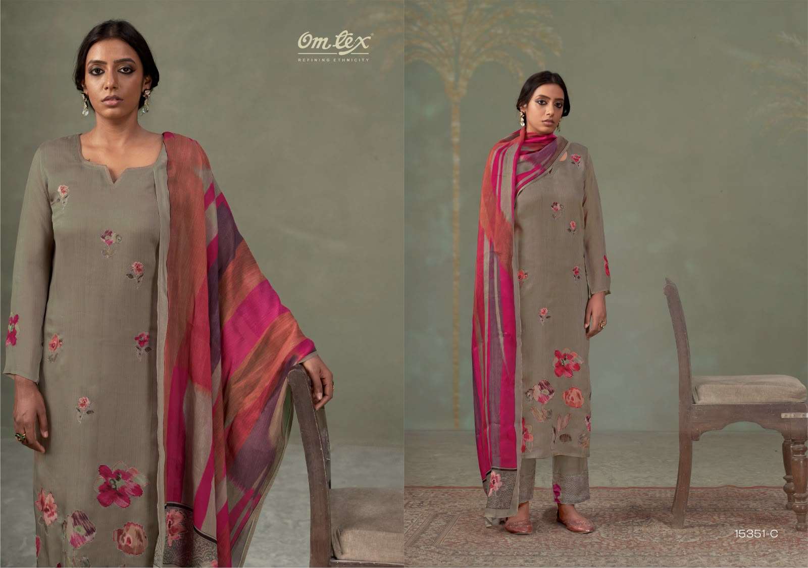 Omtex Ferisha Premium Organza Twill Applique Work Ladies Suit