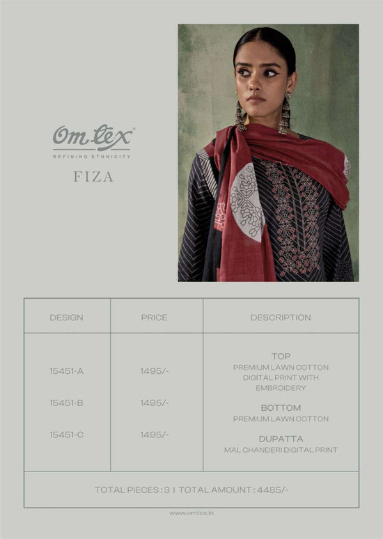 Omtex Fiza Premium Lawn Cotton Dress Material - Amrah Wholesale