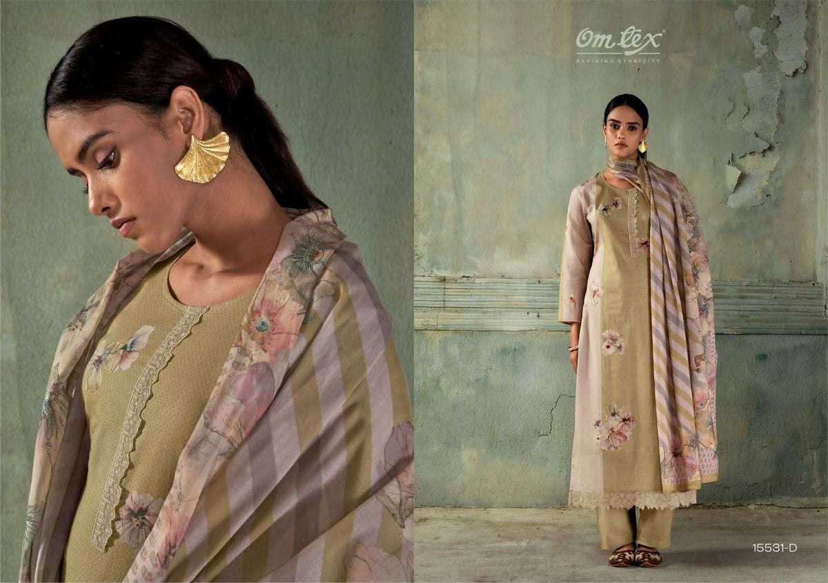 Omtex Gazleen Mal Chanderi Cotton Dress Material - Amrah Wholesale