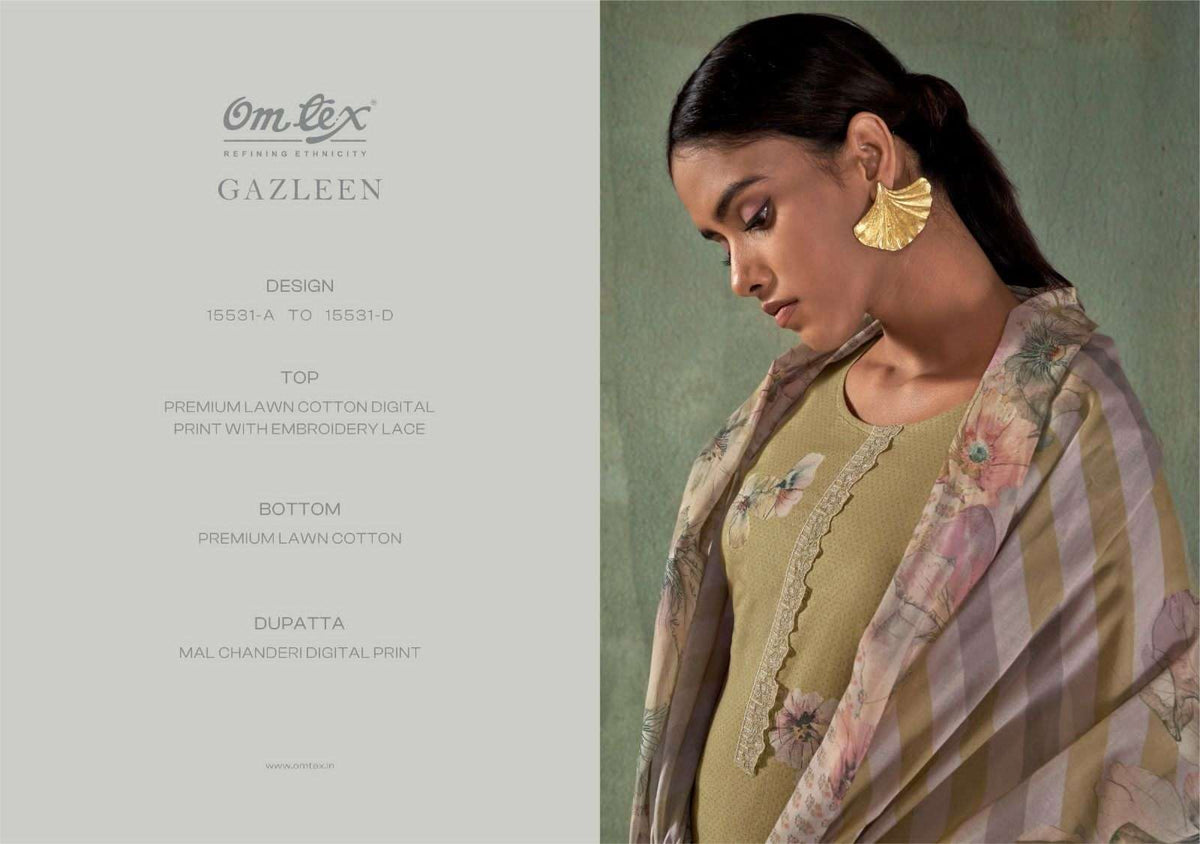Omtex Gazleen Mal Chanderi Cotton Dress Material - Amrah Wholesale