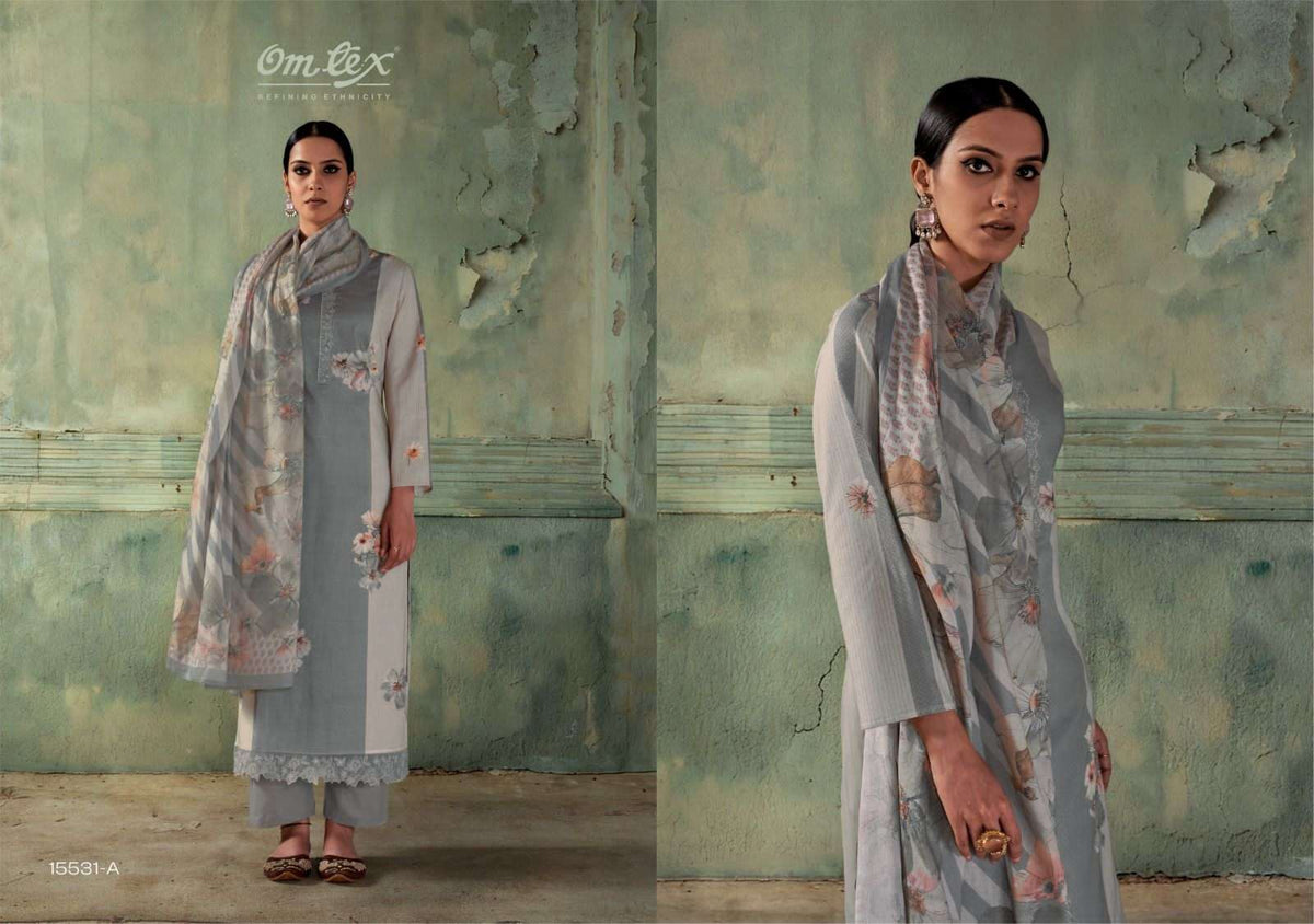 Omtex Gazleen Mal Chanderi Cotton Dress Material - Amrah Wholesale