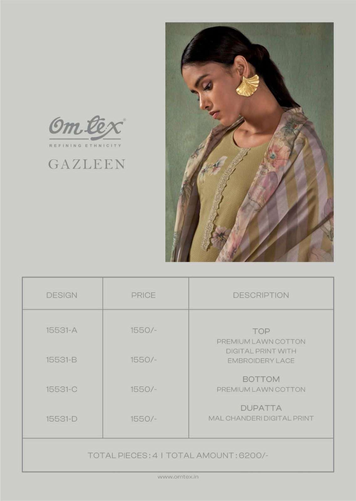 Omtex Gazleen Mal Chanderi Cotton Dress Material - Amrah Wholesale