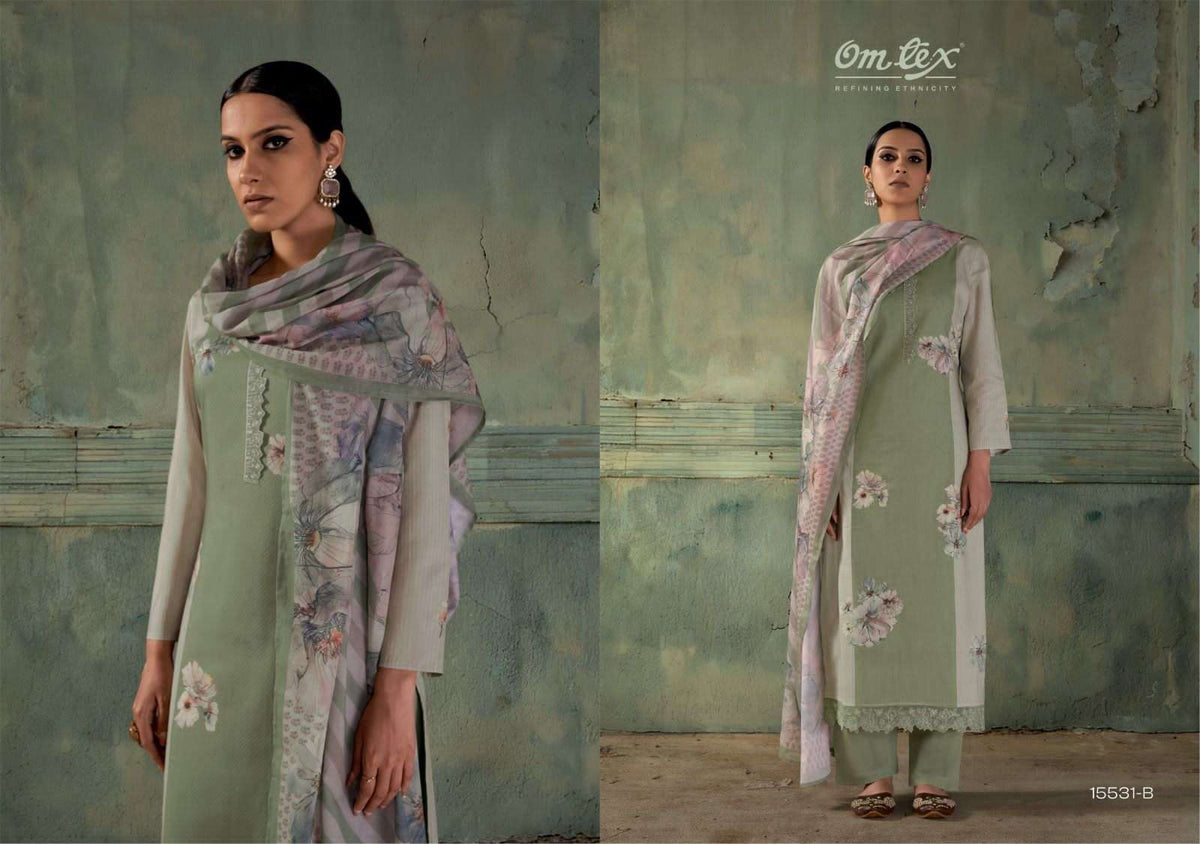 Omtex Gazleen Mal Chanderi Cotton Dress Material - Amrah Wholesale