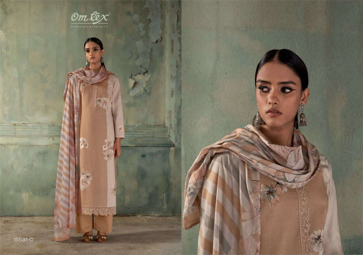 Omtex Gazleen Mal Chanderi Cotton Dress Material - Amrah Wholesale
