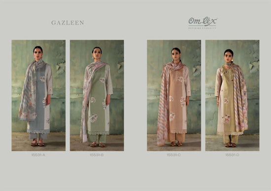 Omtex Gazleen Mal Chanderi Cotton Dress Material - Amrah Wholesale