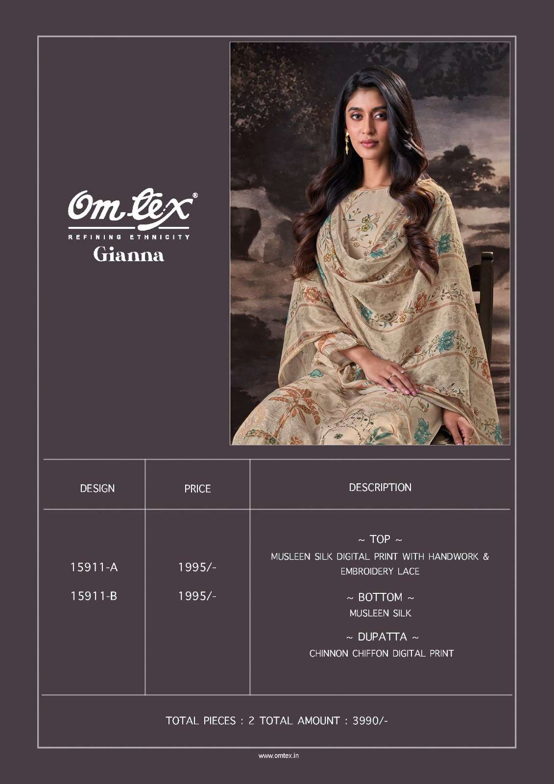 Omtex Gianna Muslin Silk Digital Printed Dress Material Wholesale