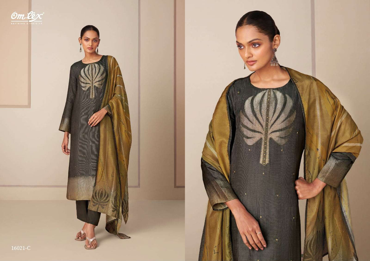 Omtex Hitakshi Silk Jacquard Digital Print Handwork Suit - Amrah Wholesale
