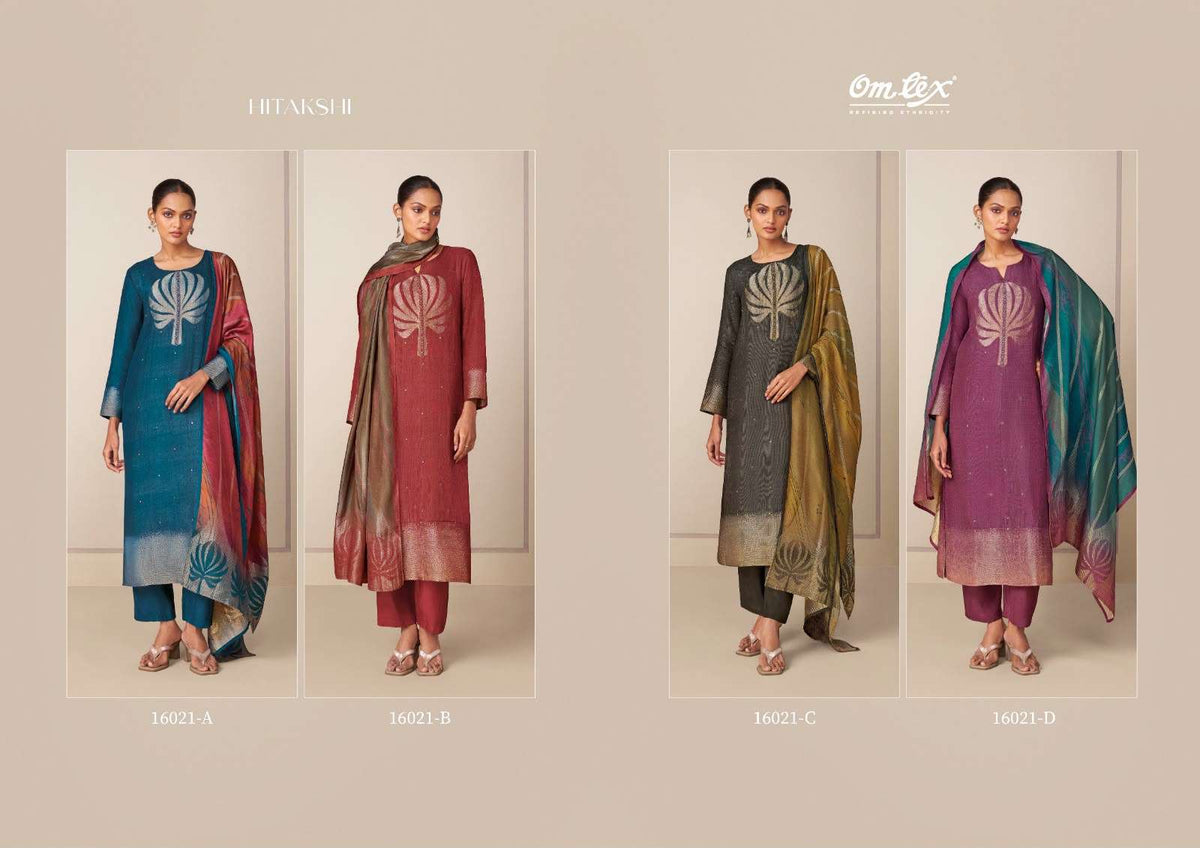 Omtex Hitakshi Silk Jacquard Digital Print Handwork Suit - Amrah Wholesale