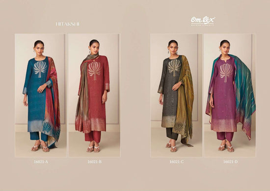 Omtex Hitakshi Silk Jacquard Digital Print Handwork Suit - Amrah Wholesale