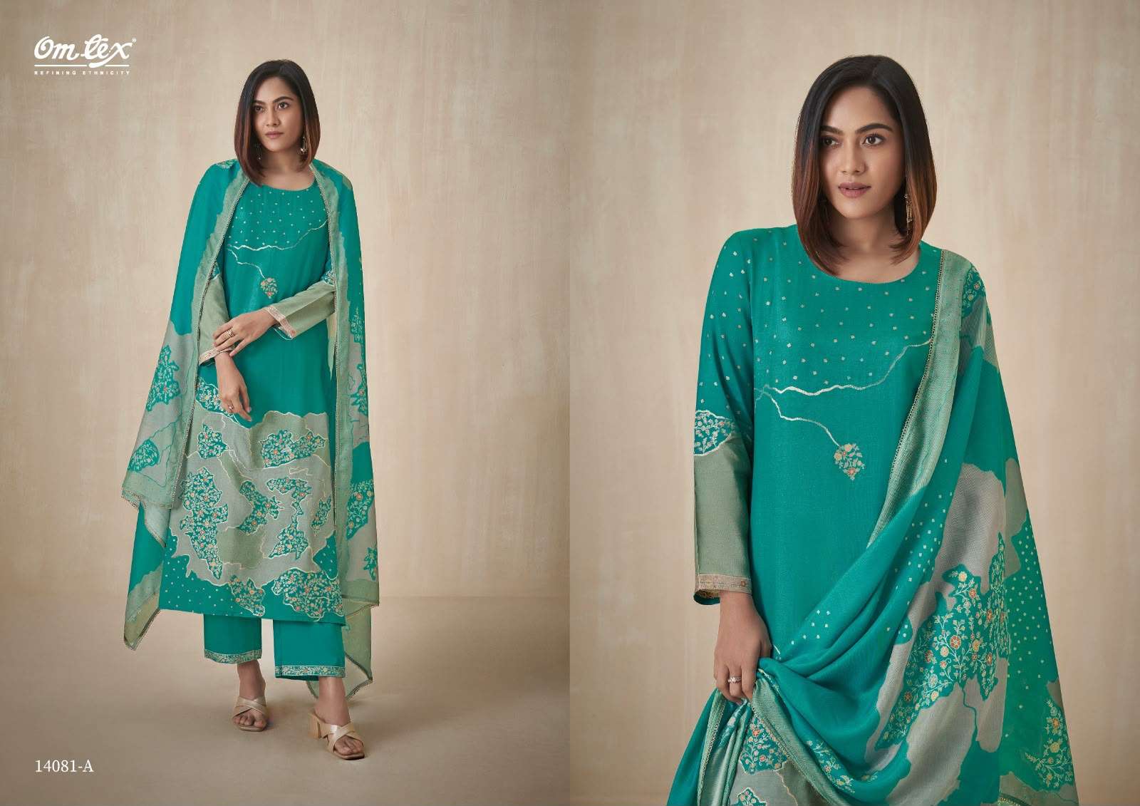 Omtex Ishpreet Muslin Jacquard Digital Print 3 Piece Suit