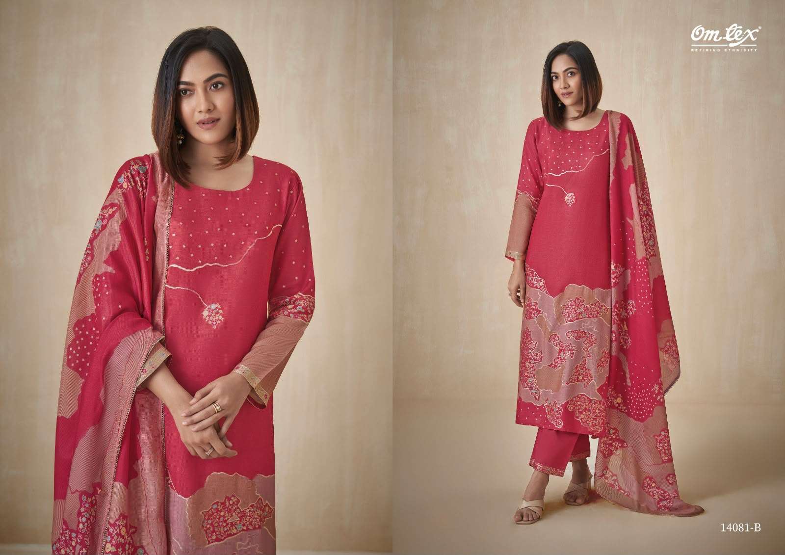 Omtex Ishpreet Muslin Jacquard Digital Print 3 Piece Suit