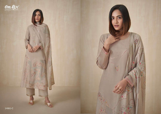 Omtex Ishpreet Muslin Jacquard Digital Print 3 Piece Suit