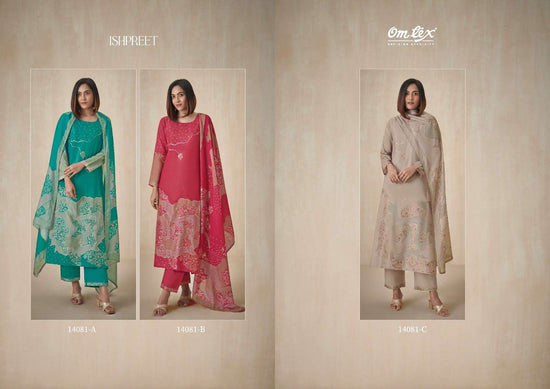 Omtex Ishpreet Muslin Jacquard Digital Print 3 Piece Suit