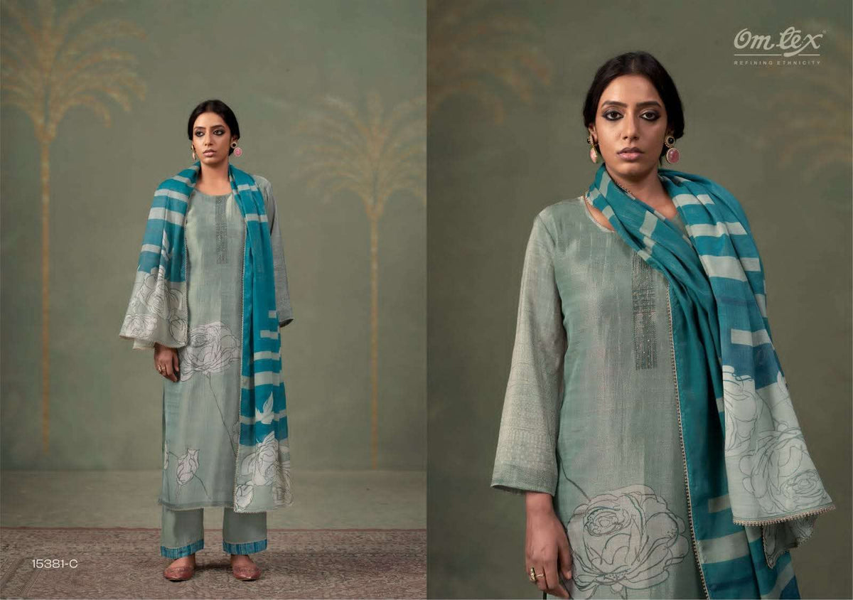 Omtex Kalakari Kanjivaram Silk Dress Material - Amrah Wholesale
