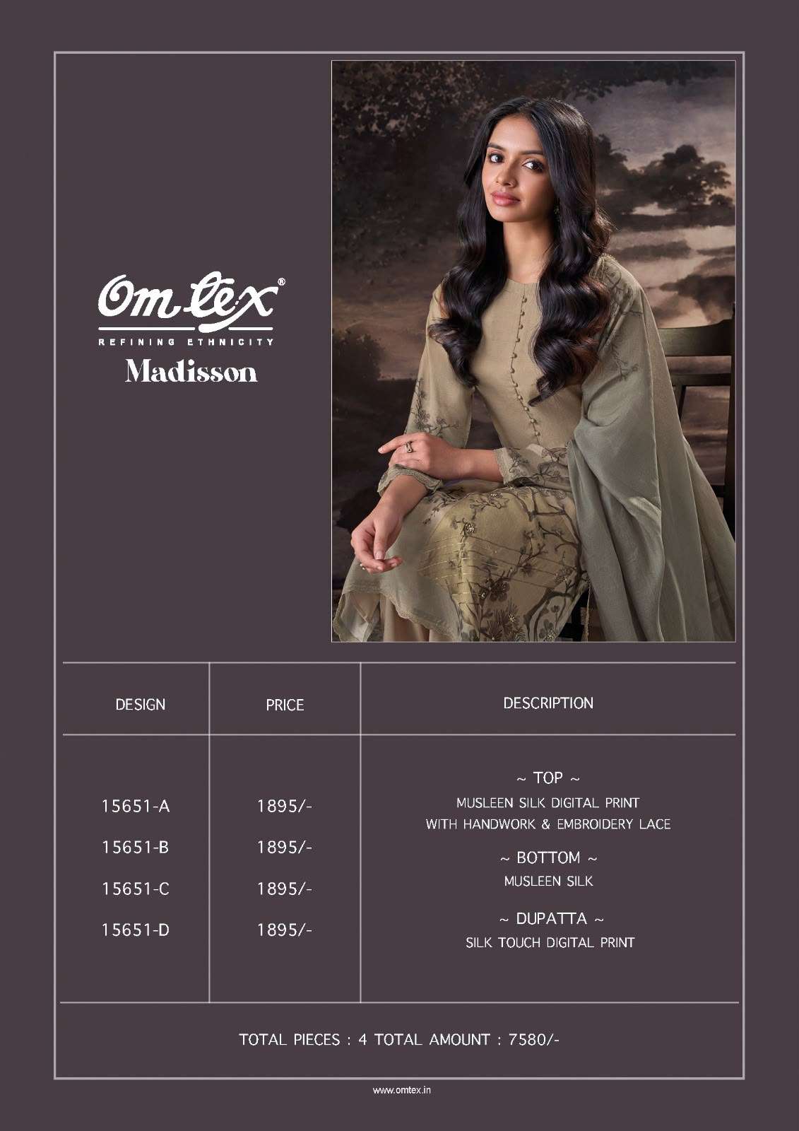 Omtex Madisson Premium Muslin Silk Dress Material