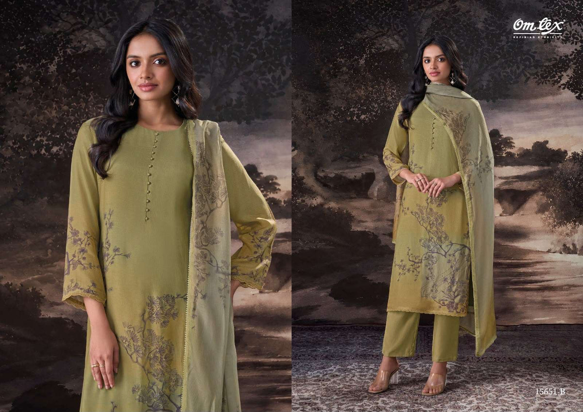 Omtex Madisson Premium Muslin Silk Dress Material - Amrah Wholesale